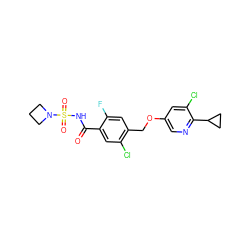 O=C(NS(=O)(=O)N1CCC1)c1cc(Cl)c(COc2cnc(C3CC3)c(Cl)c2)cc1F ZINC000206030762