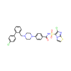 O=C(NS(=O)(=O)c1c(Cl)nc2sccn12)c1ccc(N2CCN(Cc3ccccc3-c3ccc(Cl)cc3)CC2)cc1 ZINC000198038307