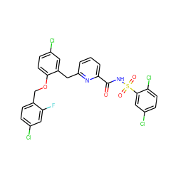 O=C(NS(=O)(=O)c1cc(Cl)ccc1Cl)c1cccc(Cc2cc(Cl)ccc2OCc2ccc(Cl)cc2F)n1 ZINC000095594096