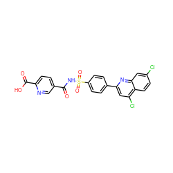 O=C(NS(=O)(=O)c1ccc(-c2cc(Cl)c3ccc(Cl)cc3n2)cc1)c1ccc(C(=O)O)nc1 ZINC000013450959