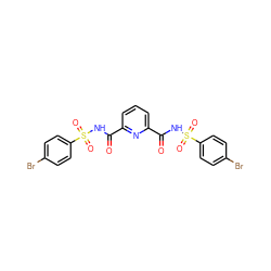 O=C(NS(=O)(=O)c1ccc(Br)cc1)c1cccc(C(=O)NS(=O)(=O)c2ccc(Br)cc2)n1 ZINC000073165412