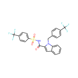 O=C(NS(=O)(=O)c1ccc(C(F)(F)F)cc1)c1cc2ccccc2n1Cc1ccc(C(F)(F)F)cc1 ZINC000034717734