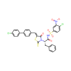 O=C(NS(=O)(=O)c1ccc(Cl)c([N+](=O)[O-])c1)[C@H](Cc1ccccc1)N1C(=O)/C(=C/c2ccc(-c3ccc(Cl)cc3)cc2)SC1=S ZINC000299870959