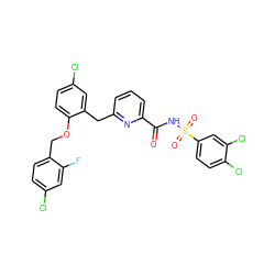 O=C(NS(=O)(=O)c1ccc(Cl)c(Cl)c1)c1cccc(Cc2cc(Cl)ccc2OCc2ccc(Cl)cc2F)n1 ZINC000095593277