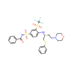 O=C(NS(=O)(=O)c1ccc(N[C@H](CCN2CCOCC2)CSc2ccccc2)c(S(=O)(=O)C(F)(F)F)c1)c1ccccc1 ZINC000150600681