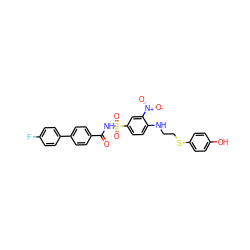 O=C(NS(=O)(=O)c1ccc(NCCSc2ccc(O)cc2)c([N+](=O)[O-])c1)c1ccc(-c2ccc(F)cc2)cc1 ZINC000063539237