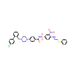 O=C(NS(=O)(=O)c1ccc(NCCSc2ccccc2)c([N+](=O)[O-])c1)c1ccc(N2CCN(Cc3ccccc3-c3ccc(Cl)cc3)CC2)cc1 ZINC000095548934