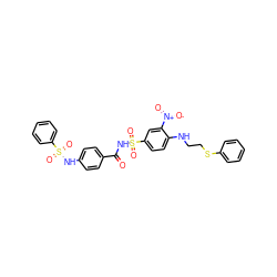 O=C(NS(=O)(=O)c1ccc(NCCSc2ccccc2)c([N+](=O)[O-])c1)c1ccc(NS(=O)(=O)c2ccccc2)cc1 ZINC000073224915