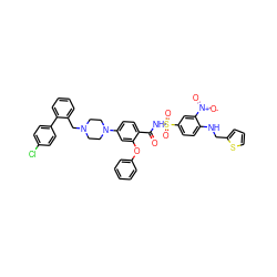 O=C(NS(=O)(=O)c1ccc(NCc2cccs2)c([N+](=O)[O-])c1)c1ccc(N2CCN(Cc3ccccc3-c3ccc(Cl)cc3)CC2)cc1Oc1ccccc1 ZINC000165248173