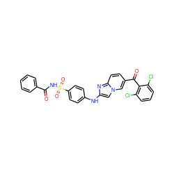 O=C(NS(=O)(=O)c1ccc(Nc2cn3cc(C(=O)c4c(Cl)cccc4Cl)ccc3n2)cc1)c1ccccc1 ZINC000014945526