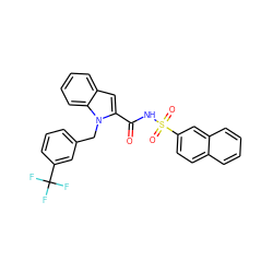 O=C(NS(=O)(=O)c1ccc2ccccc2c1)c1cc2ccccc2n1Cc1cccc(C(F)(F)F)c1 ZINC000034717724