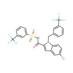 O=C(NS(=O)(=O)c1cccc(C(F)(F)F)c1)c1cc2cc(Cl)ccc2n1Cc1cccc(C(F)(F)F)c1 ZINC000034717719