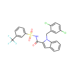 O=C(NS(=O)(=O)c1cccc(C(F)(F)F)c1)c1cc2ccccc2n1Cc1cc(Cl)ccc1Cl ZINC000034717717