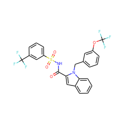 O=C(NS(=O)(=O)c1cccc(C(F)(F)F)c1)c1cc2ccccc2n1Cc1cccc(OC(F)(F)F)c1 ZINC000034717736