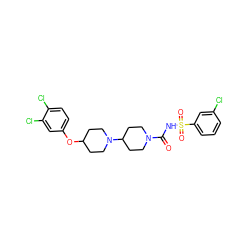 O=C(NS(=O)(=O)c1cccc(Cl)c1)N1CCC(N2CCC(Oc3ccc(Cl)c(Cl)c3)CC2)CC1 ZINC000095555808