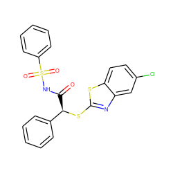 O=C(NS(=O)(=O)c1ccccc1)[C@@H](Sc1nc2cc(Cl)ccc2s1)c1ccccc1 ZINC000072175686