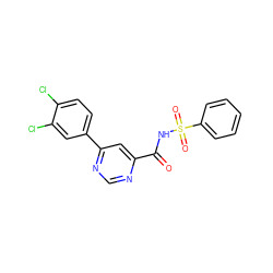 O=C(NS(=O)(=O)c1ccccc1)c1cc(-c2ccc(Cl)c(Cl)c2)ncn1 ZINC000206203296