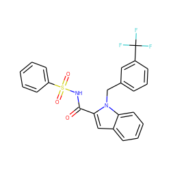 O=C(NS(=O)(=O)c1ccccc1)c1cc2ccccc2n1Cc1cccc(C(F)(F)F)c1 ZINC000034717730