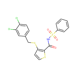 O=C(NS(=O)(=O)c1ccccc1)c1sccc1SCc1ccc(Cl)c(Cl)c1 ZINC000073129471