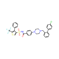 O=C(NS(=O)(=O)c1csc(C(F)(F)F)c1-c1ccccc1)c1ccc(N2CCN(Cc3ccccc3-c3ccc(Cl)cc3)CC2)cc1 ZINC000165152784