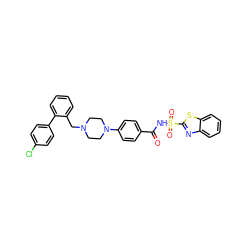 O=C(NS(=O)(=O)c1nc2ccccc2s1)c1ccc(N2CCN(Cc3ccccc3-c3ccc(Cl)cc3)CC2)cc1 ZINC000140042483