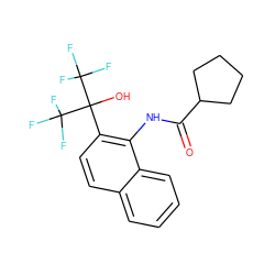 O=C(Nc1c(C(O)(C(F)(F)F)C(F)(F)F)ccc2ccccc12)C1CCCC1 ZINC000013489797