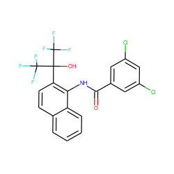 O=C(Nc1c(C(O)(C(F)(F)F)C(F)(F)F)ccc2ccccc12)c1cc(Cl)cc(Cl)c1 ZINC000013489822