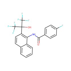 O=C(Nc1c(C(O)(C(F)(F)F)C(F)(F)F)ccc2ccccc12)c1ccc(F)cc1 ZINC000013489814