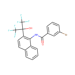 O=C(Nc1c(C(O)(C(F)(F)F)C(F)(F)F)ccc2ccccc12)c1cccc(Br)c1 ZINC000013489809