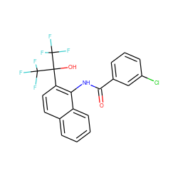 O=C(Nc1c(C(O)(C(F)(F)F)C(F)(F)F)ccc2ccccc12)c1cccc(Cl)c1 ZINC000013489808