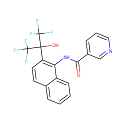 O=C(Nc1c(C(O)(C(F)(F)F)C(F)(F)F)ccc2ccccc12)c1cccnc1 ZINC000013489825