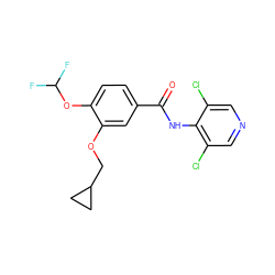 O=C(Nc1c(Cl)cncc1Cl)c1ccc(OC(F)F)c(OCC2CC2)c1 ZINC000000592419