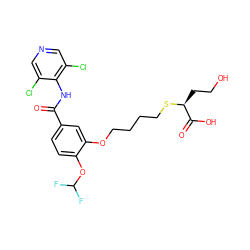 O=C(Nc1c(Cl)cncc1Cl)c1ccc(OC(F)F)c(OCCCCS[C@@H](CCO)C(=O)O)c1 ZINC000299828235