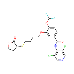 O=C(Nc1c(Cl)cncc1Cl)c1ccc(OC(F)F)c(OCCCCS[C@@H]2CCOC2=O)c1 ZINC000205278920