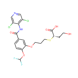 O=C(Nc1c(Cl)cncc1Cl)c1ccc(OC(F)F)c(OCCCS[C@@H](CCO)C(=O)O)c1 ZINC000299828111