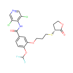 O=C(Nc1c(Cl)cncc1Cl)c1ccc(OC(F)F)c(OCCCS[C@@H]2CCOC2=O)c1 ZINC000205518182