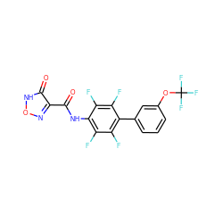 O=C(Nc1c(F)c(F)c(-c2cccc(OC(F)(F)F)c2)c(F)c1F)c1no[nH]c1=O ZINC000082153618