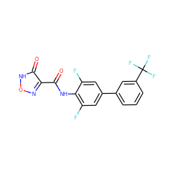 O=C(Nc1c(F)cc(-c2cccc(C(F)(F)F)c2)cc1F)c1no[nH]c1=O ZINC000082151669