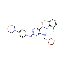 O=C(Nc1c(F)cccc1Cl)c1cnc(Nc2ccc(N3CCOCC3)cc2)nc1NC[C@@H]1CCCO1 ZINC000299852162