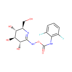 O=C(Nc1c(F)cccc1F)ONC1=N[C@H](CO)[C@@H](O)[C@H](O)[C@H]1O ZINC000653718477