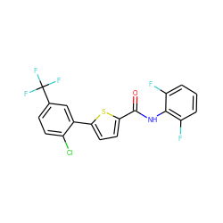 O=C(Nc1c(F)cccc1F)c1ccc(-c2cc(C(F)(F)F)ccc2Cl)s1 ZINC000035796481