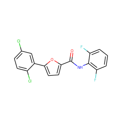 O=C(Nc1c(F)cccc1F)c1ccc(-c2cc(Cl)ccc2Cl)o1 ZINC000071341632