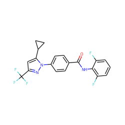 O=C(Nc1c(F)cccc1F)c1ccc(-n2nc(C(F)(F)F)cc2C2CC2)cc1 ZINC000116814690