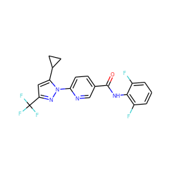 O=C(Nc1c(F)cccc1F)c1ccc(-n2nc(C(F)(F)F)cc2C2CC2)nc1 ZINC000116814763