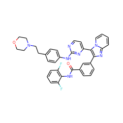 O=C(Nc1c(F)cccc1F)c1cccc(-c2nc3ccccn3c2-c2ccnc(Nc3ccc(CCN4CCOCC4)cc3)n2)c1 ZINC000049889315