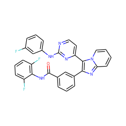 O=C(Nc1c(F)cccc1F)c1cccc(-c2nc3ccccn3c2-c2ccnc(Nc3cccc(F)c3)n2)c1 ZINC000049867560