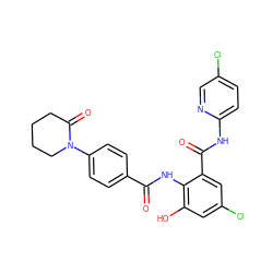 O=C(Nc1c(O)cc(Cl)cc1C(=O)Nc1ccc(Cl)cn1)c1ccc(N2CCCCC2=O)cc1 ZINC000029048280