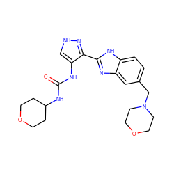 O=C(Nc1c[nH]nc1-c1nc2cc(CN3CCOCC3)ccc2[nH]1)NC1CCOCC1 ZINC000040954688