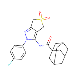 O=C(Nc1c2c(nn1-c1ccc(F)cc1)CS(=O)(=O)C2)C12CC3CC(CC(C3)C1)C2 ZINC000004034757