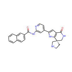 O=C(Nc1cc(-c2cc3c([nH]2)[C@@]2(CCNC2)CNC3=O)ccn1)c1ccc2ccccc2c1 ZINC000073240059